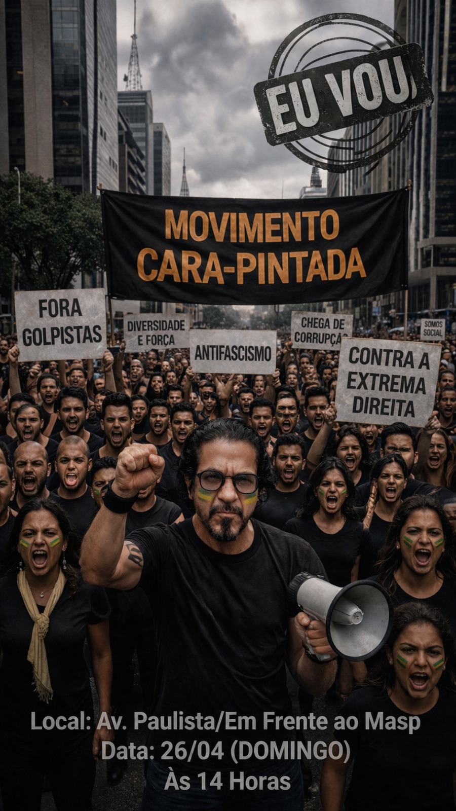 Movimento Cara Pintada - Multidão em protesto na Avenida Paulista